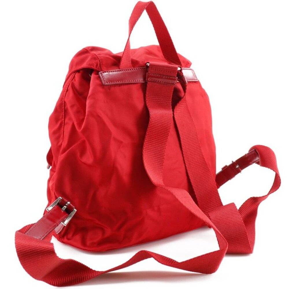 Prada Vera Sport Bz6677 Nylon Rosso Red Backpack Daypack - Picture 3 of 10